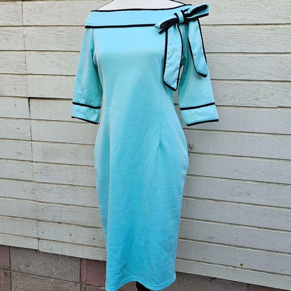NWT oxiuly fashion vintage recreate sunday dress powder blue Size S - Picture 7 of 7